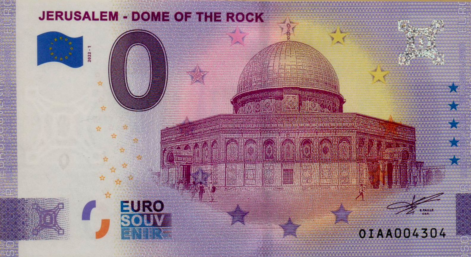 Euro (Palestine Jerusalem) 0 2022 UNC P-EURO